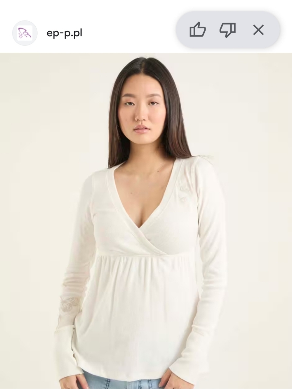 Hollister Ribbed Wrap Top Long Sleeve Butterfly Cream Ivory Small NWT